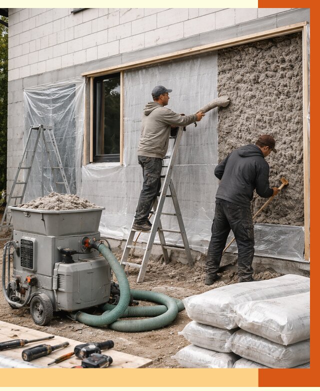 Утепление дома из газобетона эковатой в Устях-Джегуте от 4555 руб./м2 | ТепломастерСтд