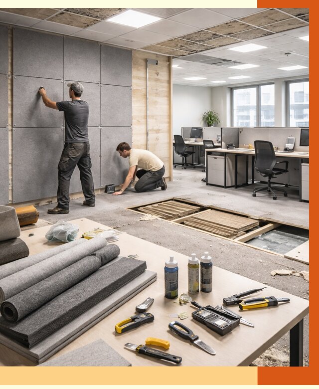 Профессиональная шумоизоляция офиса в Устях-Джегуте от 6833 руб. за м2 | ТепломастерСтд